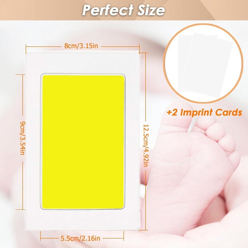 LelonHo Inkless Hand and Footprint Kit Clean Touch Ink Pad for Newborn Baby Pet Paw Print Kit(4 Ink Pads,8 Imprint Cards) (4 Pack Yellow) - Image 2